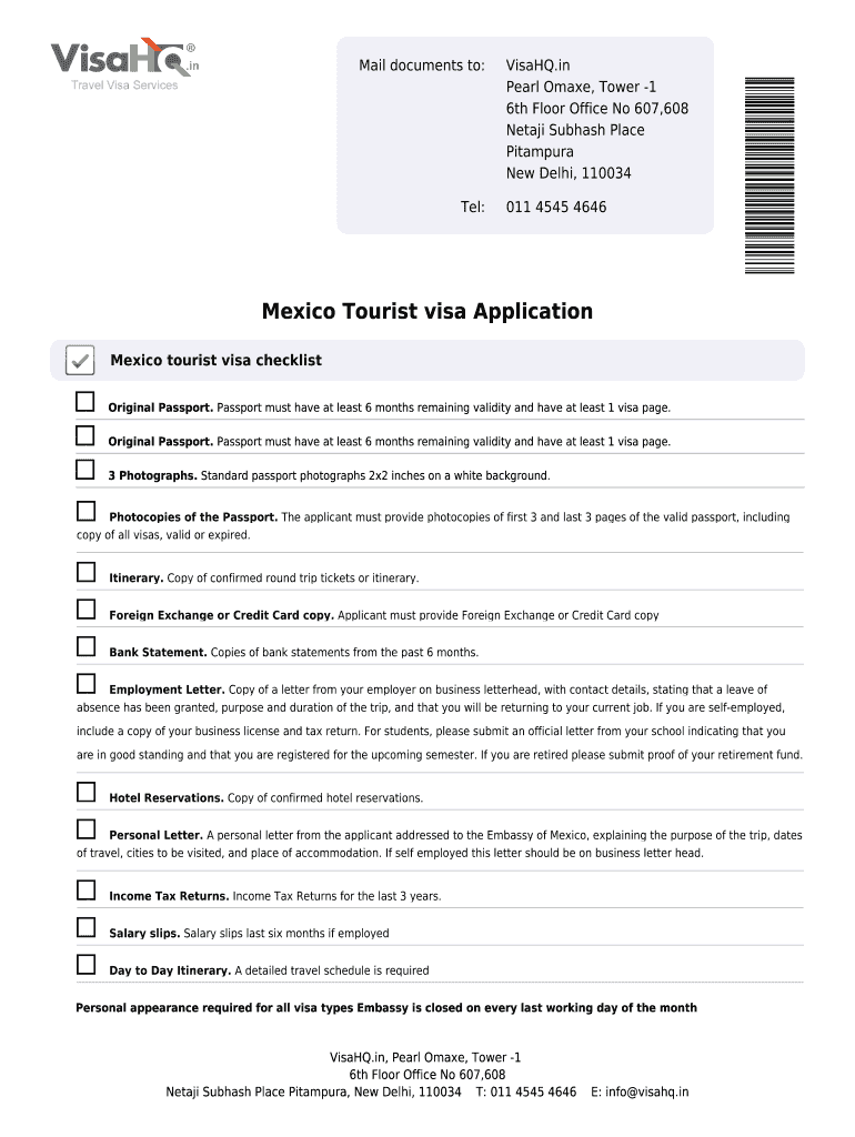 Mexico Visa Application Form PDF