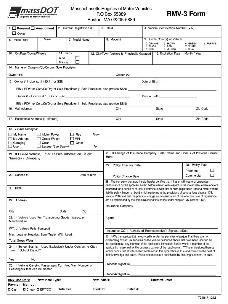 How to Fill Out Rmv 1 Form