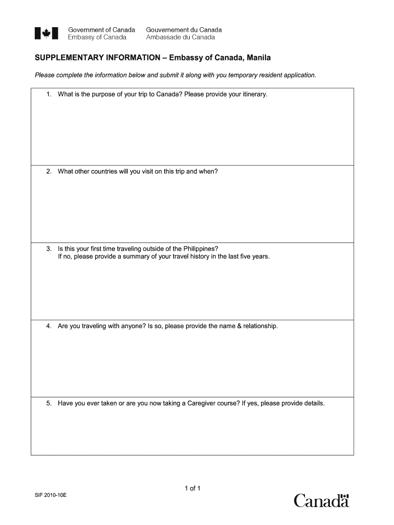  Supplementary Information Form Canada 2010-2024