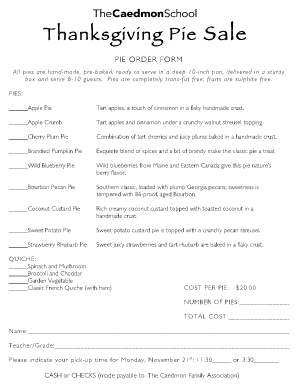 Pie Order Form Template