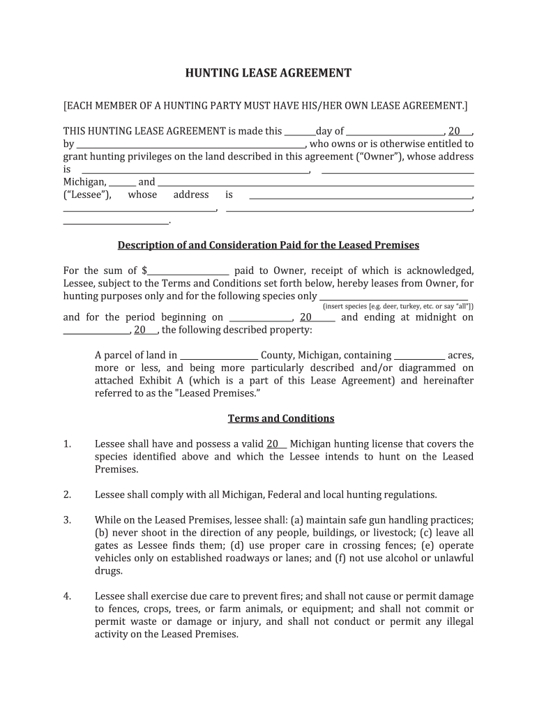  Basic Hunting Lease Agreement 2010-2024