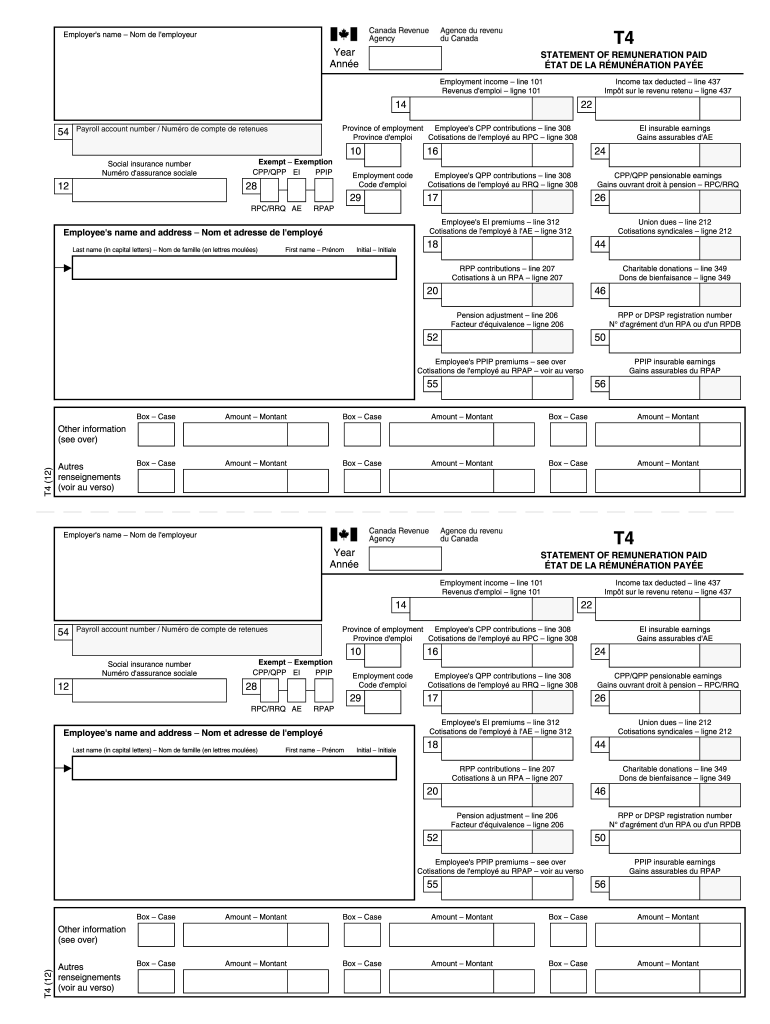  T4 Fillable 2012