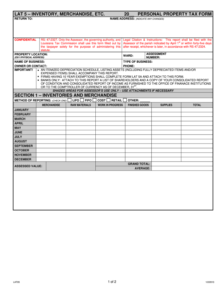  Lat 5 Form Louisiana 2013