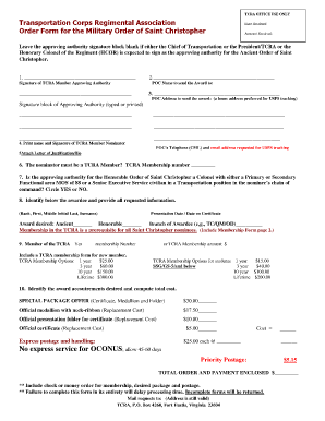 SC Order Form New Jan 13 PDF Tranportation Corps Tc Regt Association