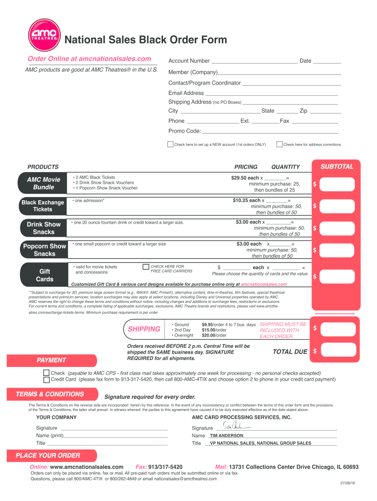 Get and Sign Amc National Sales Order Form 2014-2022