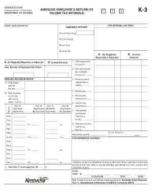 Find Commonwealth of Kentucky Department of Revenue Forms Amended Employers Return