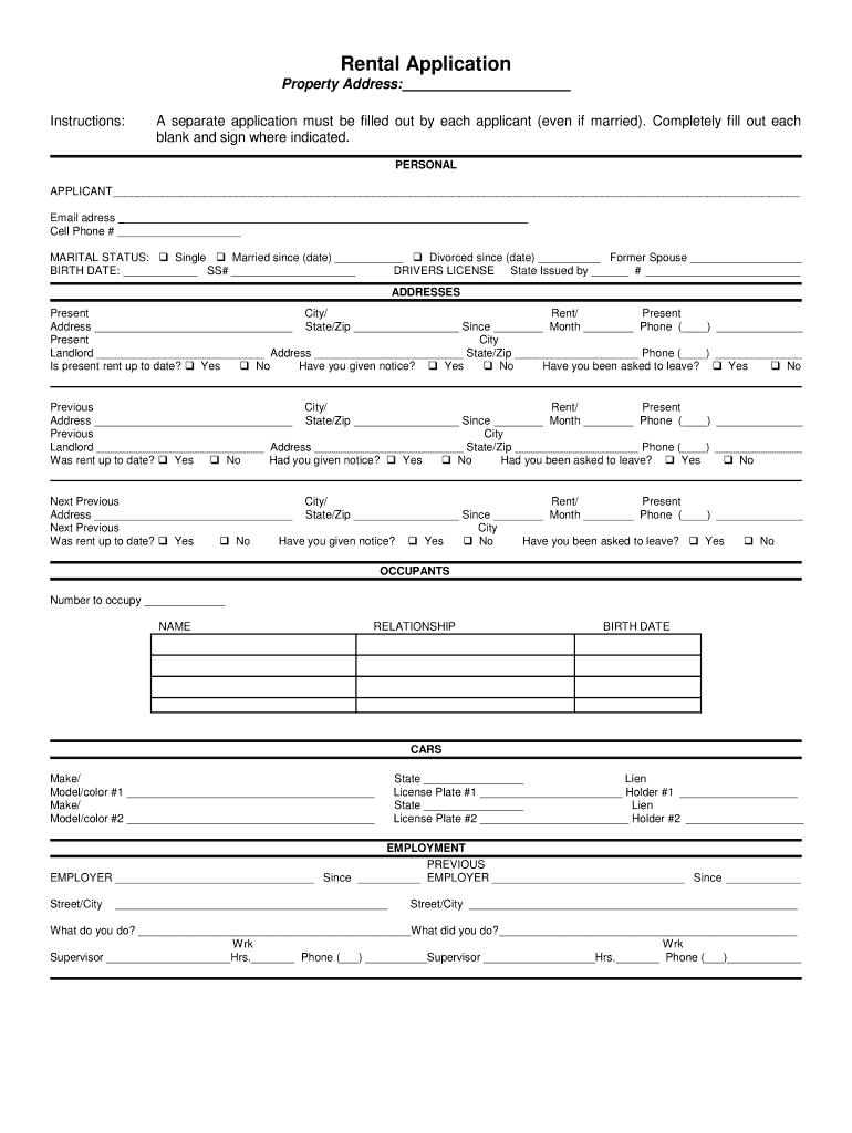 Apartment Application  Form