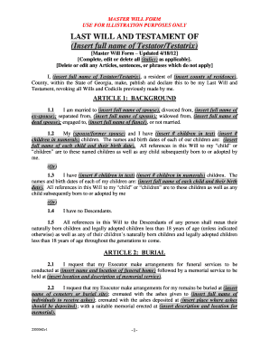 Last Will and Testament Blank Forms