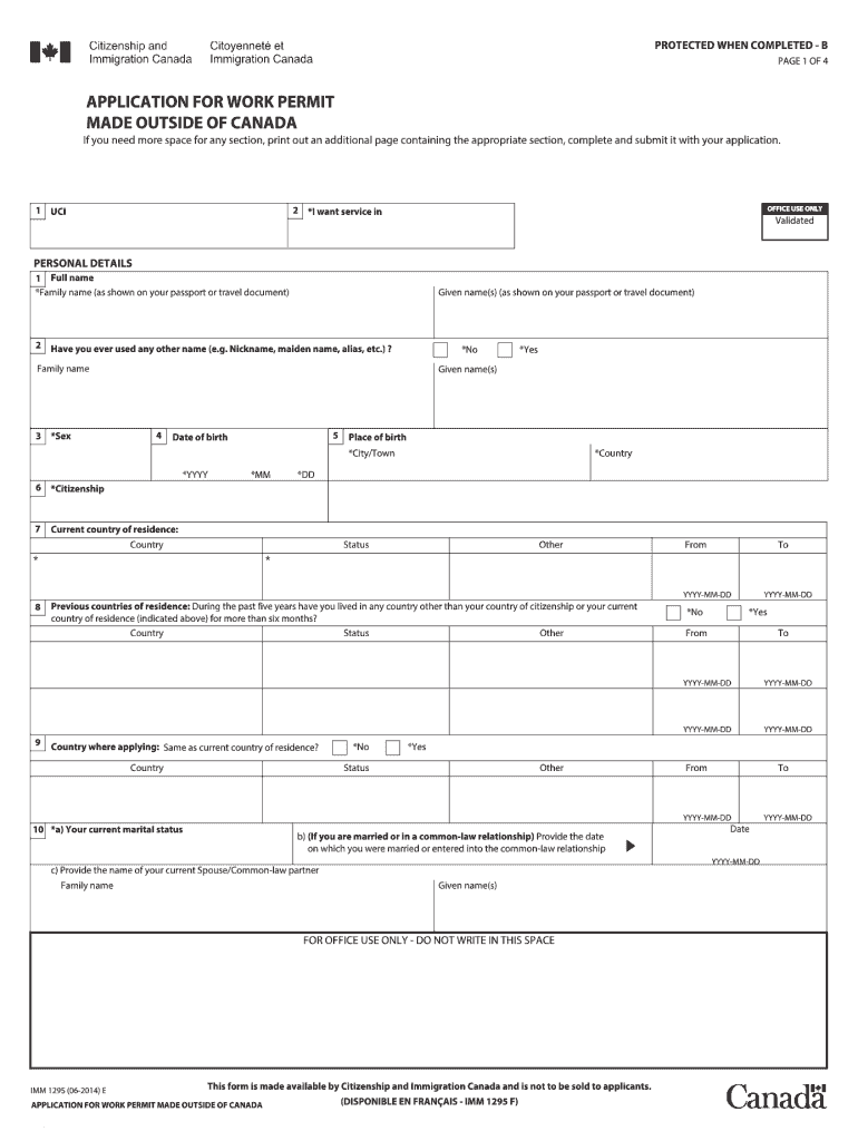  Canada Imm Application  Form 2014