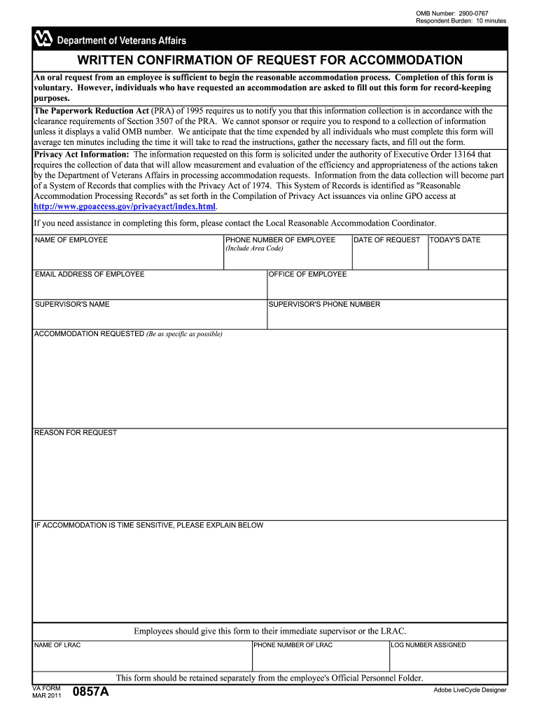 Va Form 0857a