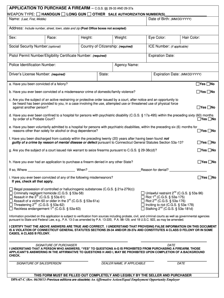 Application for Firearms Purchase  Form