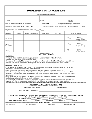 Supplement to Da Form 1058 Fillable