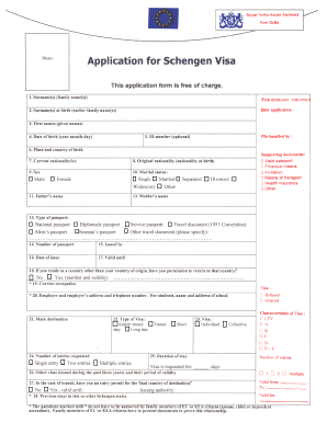 Netherlands Visa Application Form