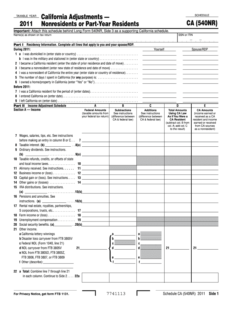  540nr Form 2011