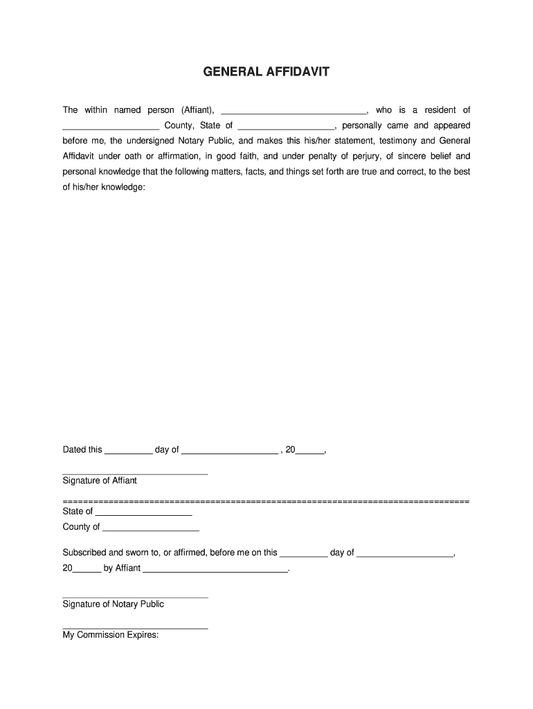 Affidavit Form - Fill Out and Sign Printable PDF Template ...