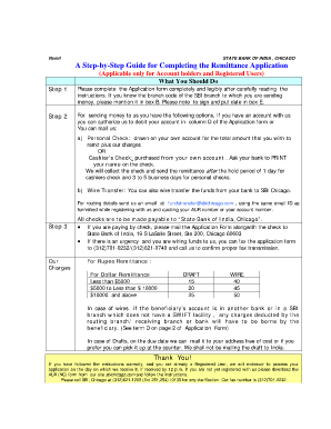 State Bank of India Washington Branch Remittance Form