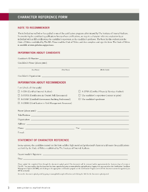 Affidavit of Character Reference  Form