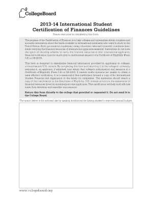Certification of Finances  Form