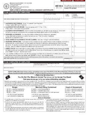 Employee&#039;s Withholding Allowance Certificate  Form