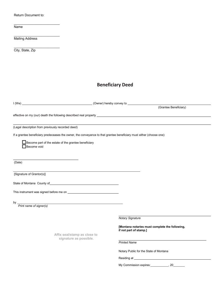 Get and Sign Beneficiary Deed Montana  Form