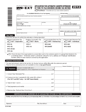 Nyc Ext Instructions  Form