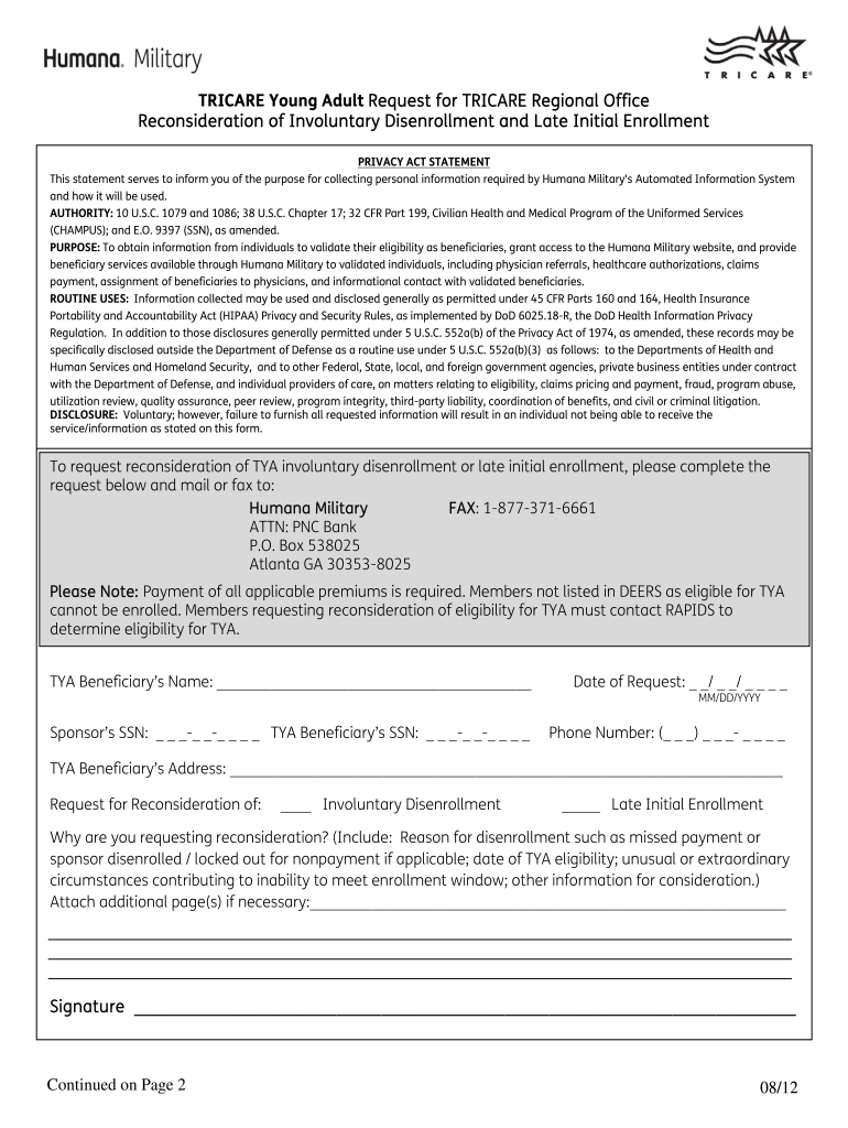 Tricare East Reconsideration Form