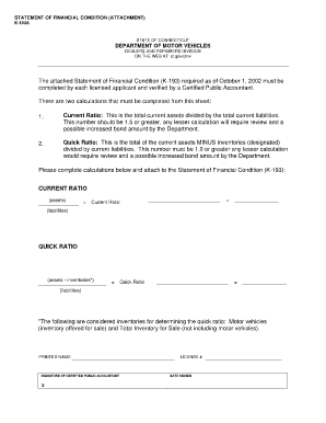 Connecticut Statement Financial Condition  Form