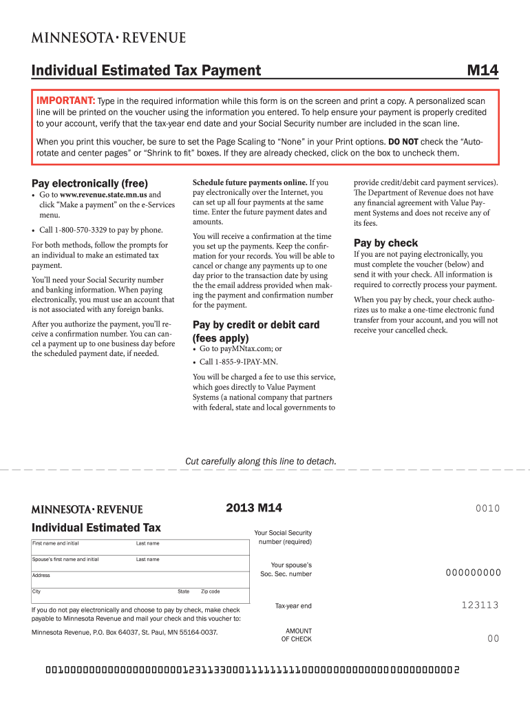 Minnesota Estimated Tax Payments Form 2013 2022 Fill Out And Sign 