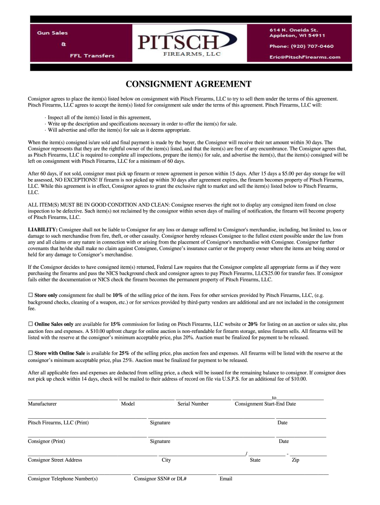Get and Sign Gun Consignment Form 