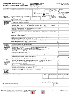 203k Worksheet  Form