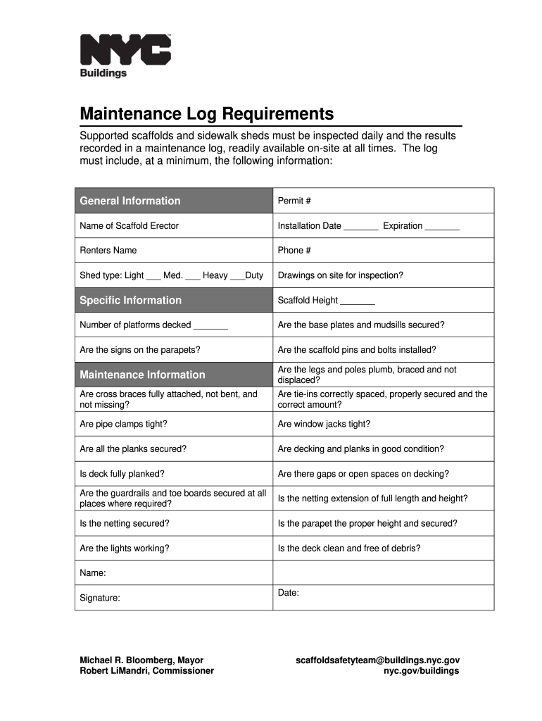 Nyc Dob Scaffold Checklist  Form