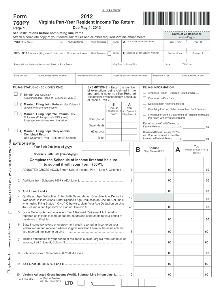  Va 760py Form 2019