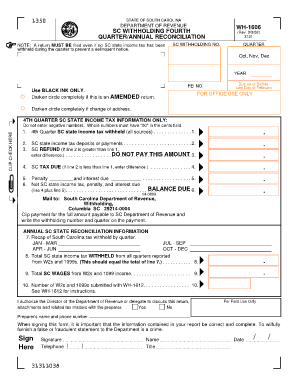 WH 1612 the South Carolina Department of Revenue Sctax  Form