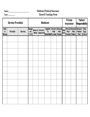 Insurance Policy Record Template  Form