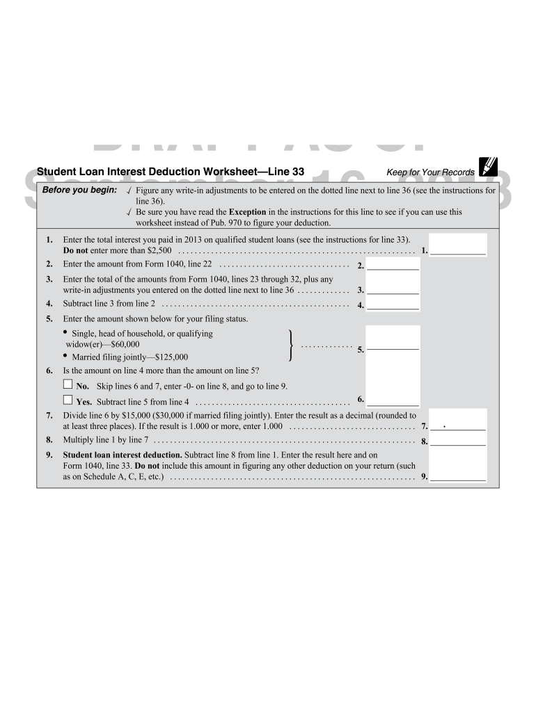  Tax and Interest Deduction Worksheet 2014