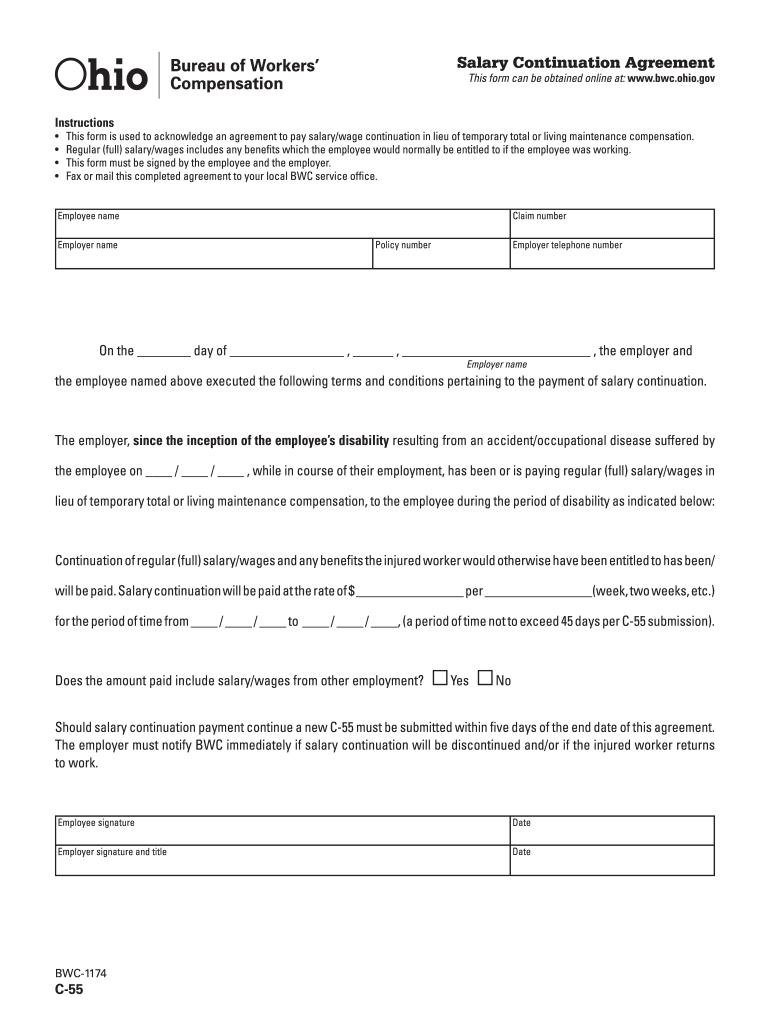 Get and Sign C55 Ohio Bwc 2008-2022 Form