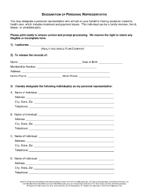 Upmc Personal Representative Form