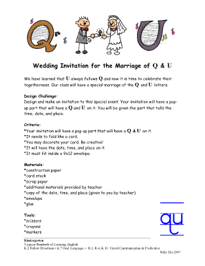 Q and U Wedding Invitation  Form