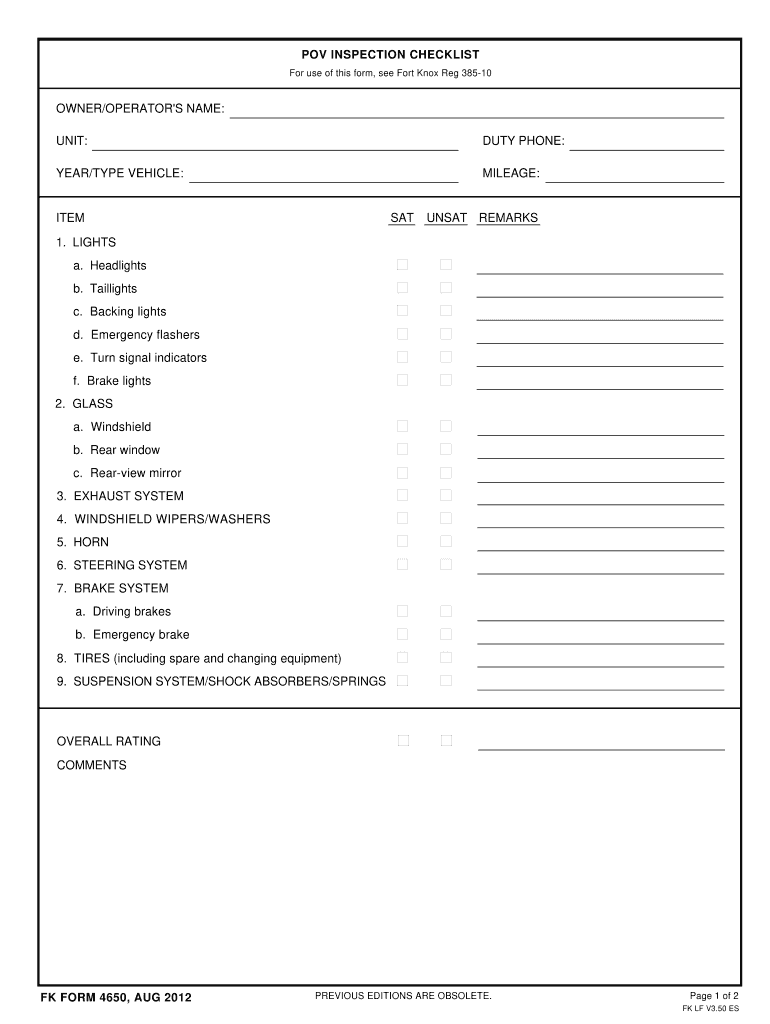 Pov Inspection Army Fill Out and Sign Printable PDF Template signNow