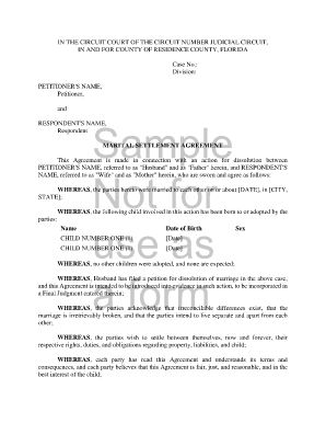 Divorce Agreement Sample  Form