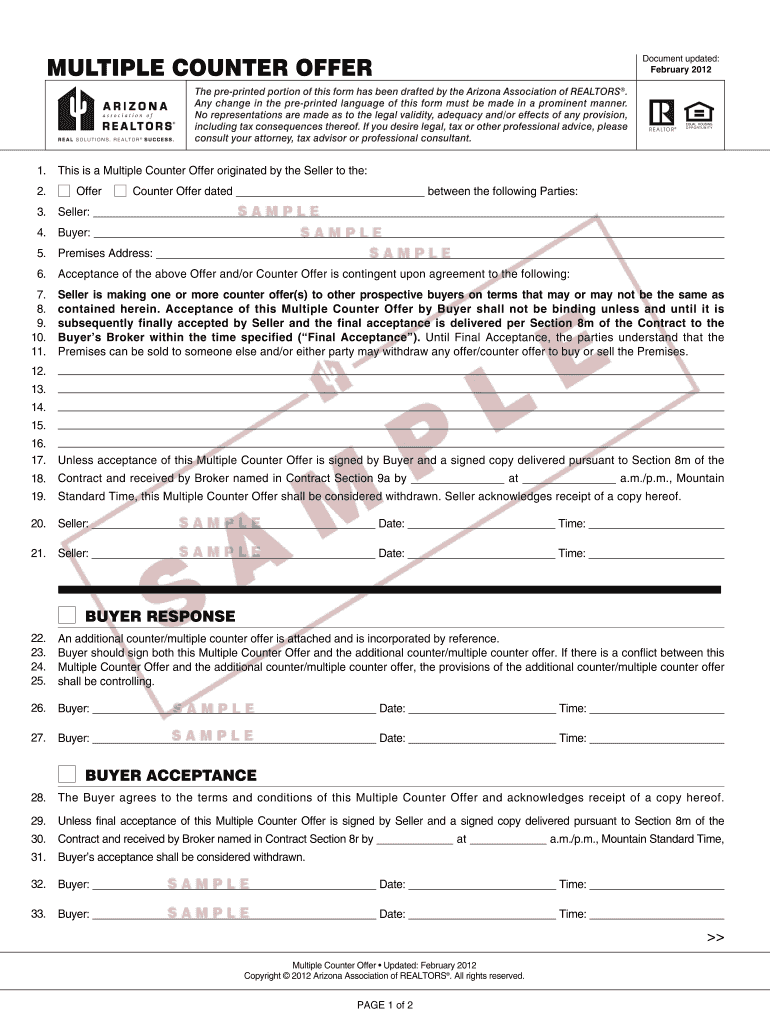 Multiple Counter Offer Arizona  Form