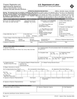  Aer Sponsor Manual Eta 671 Apprenticeship Agreement Form 2005