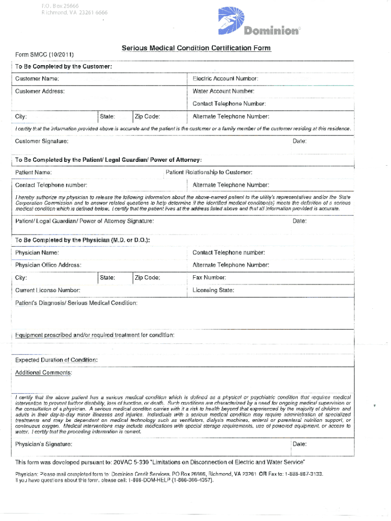 Get and Sign Dominion Power Medical Form 2011-2022
