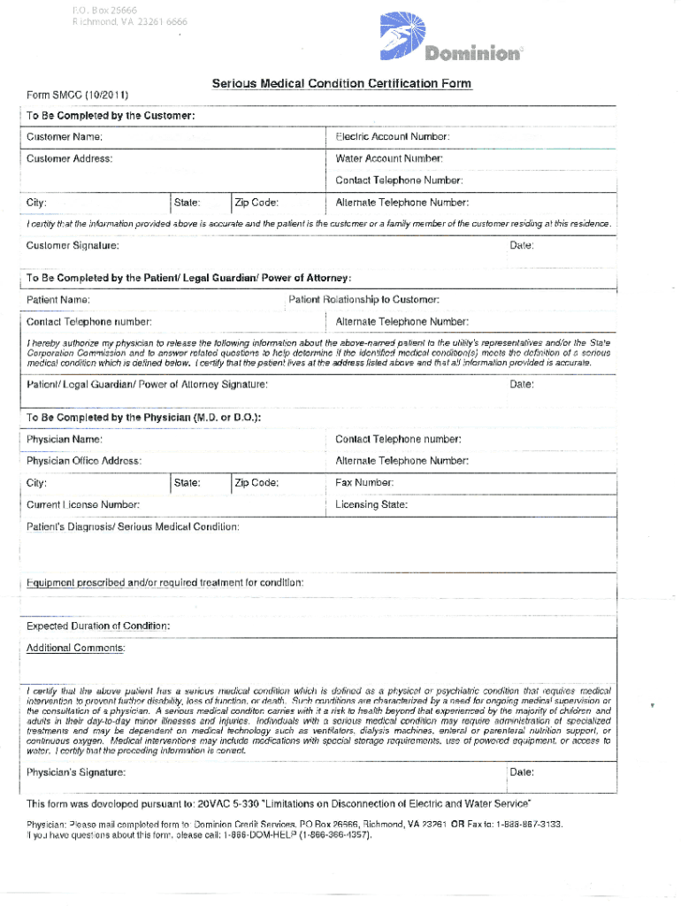  Dominion Power Medical Form 2011-2024