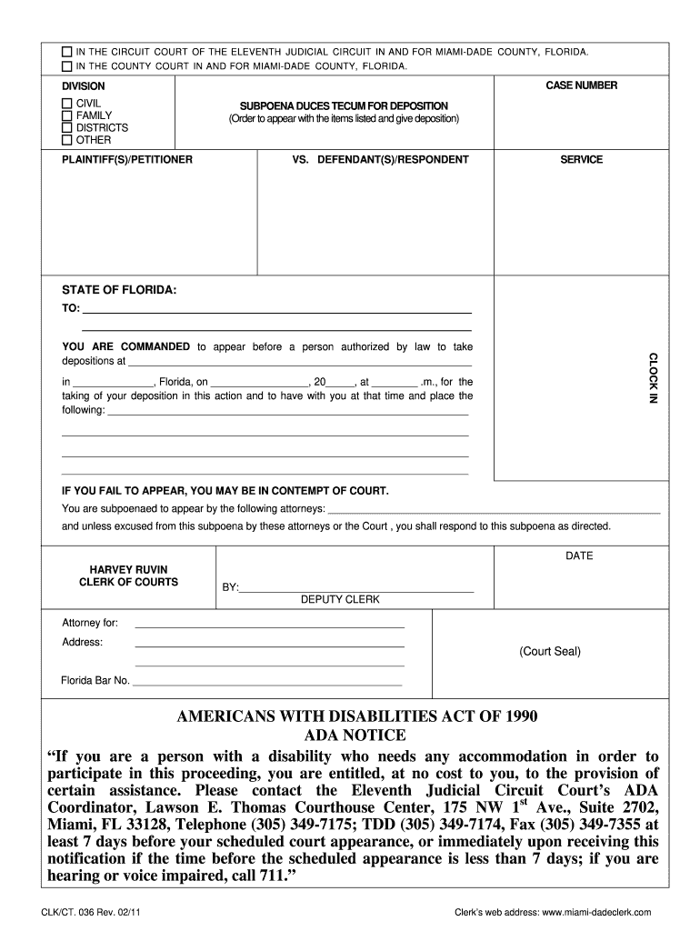  Miami Subpoena 2011