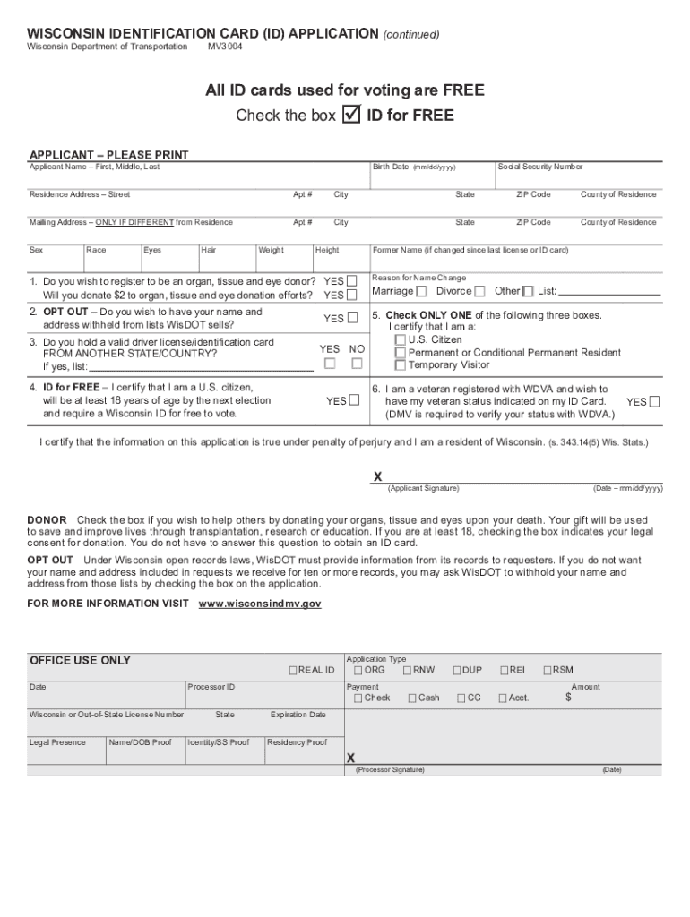 Wisconsin Real ID Application Form