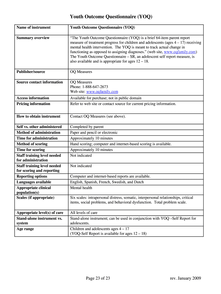 Yoq Assessment PDF  Form