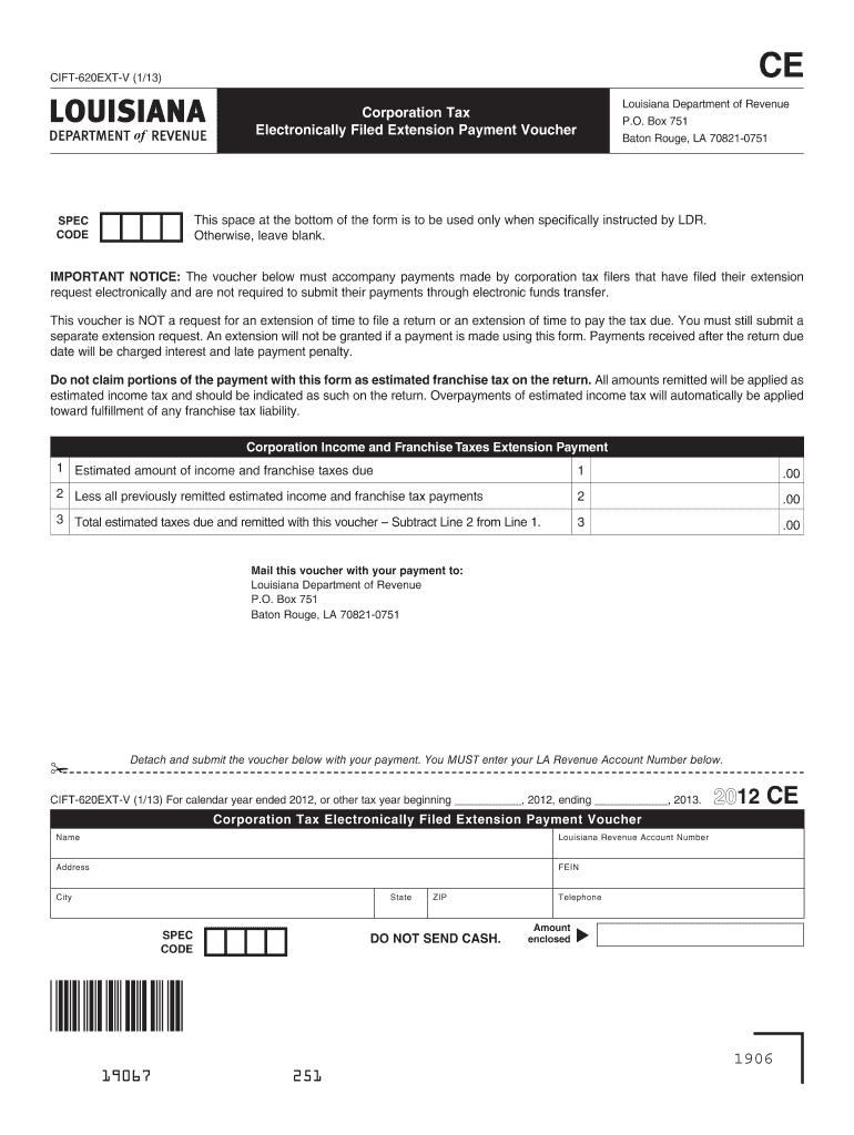  Form 620ext for La 2012