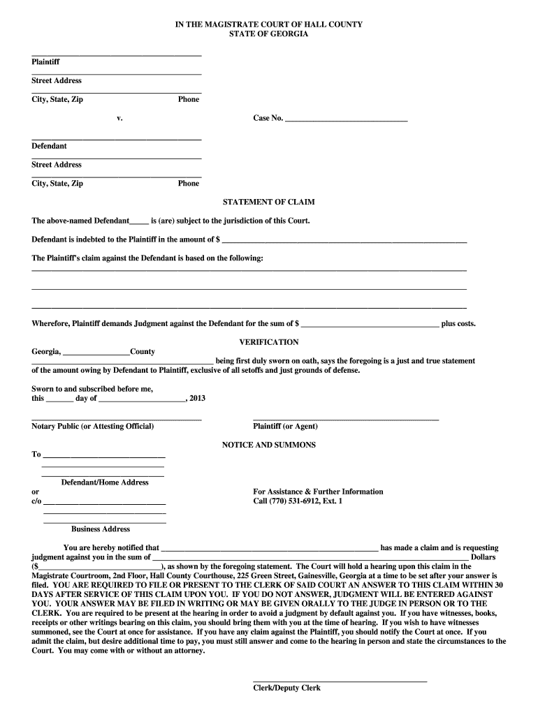 Magistrate Court Hall  Form