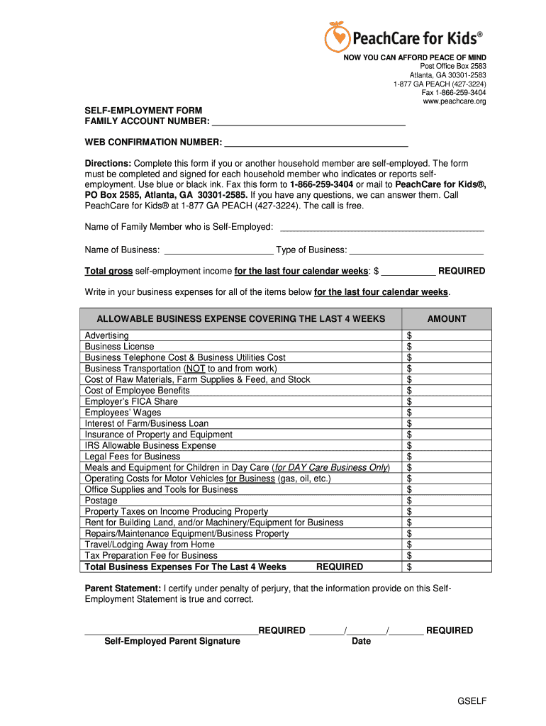 Peachcare Tax Form